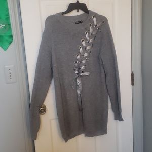 Shein Lace Up Front Split Sweater 3X